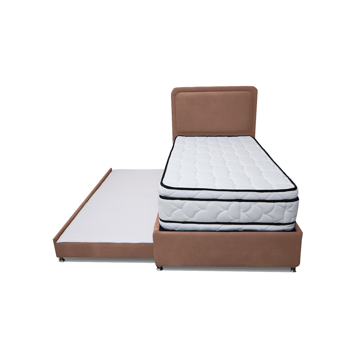 Combo Cama Tarima Nido y Cabecero Nube Camel 120x35cm para Colchón Semidoble 120 X 190 Cm con Colchón