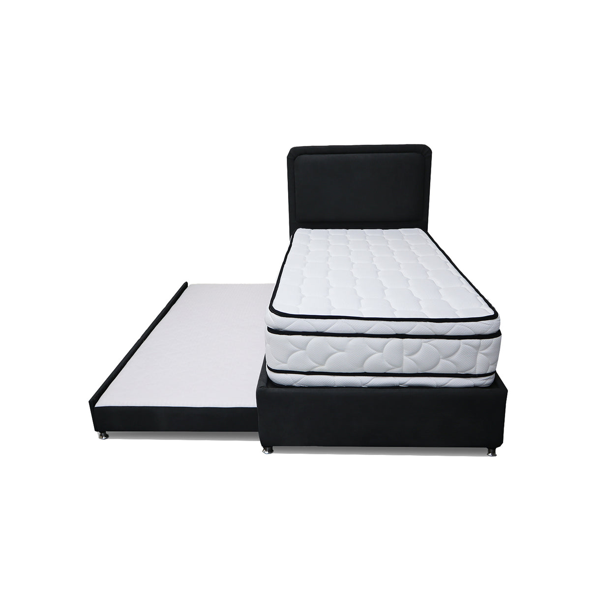 Combo Cama Tarima Nido y Cabecero Nube Negro 140x35cm para Colchón Doble 140 X 190 Cm con Colchón