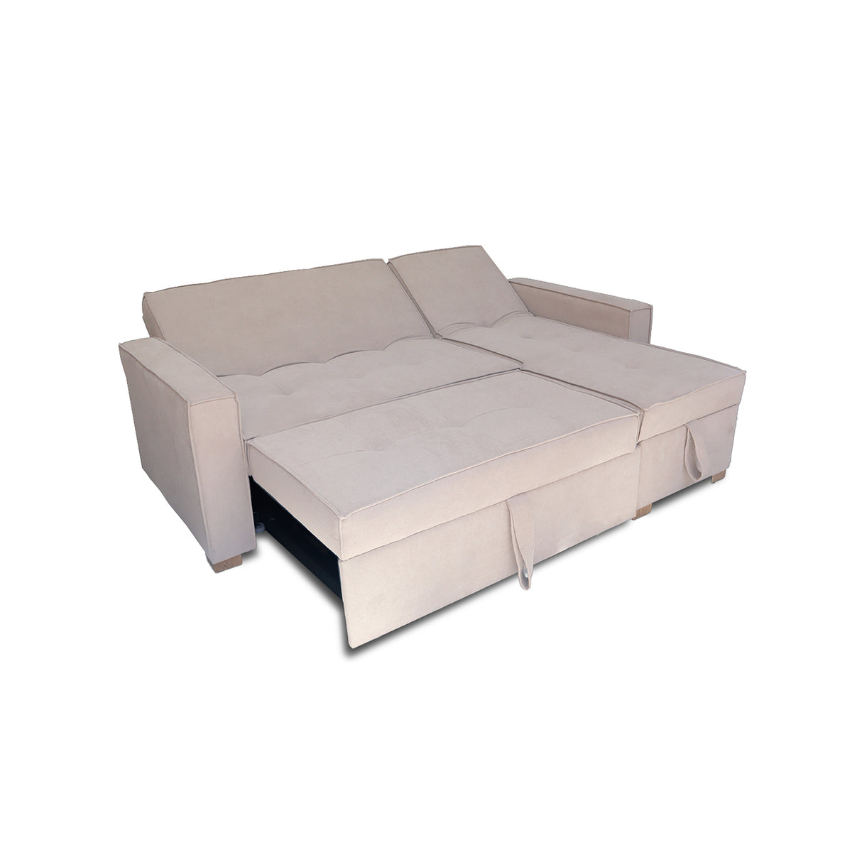Sofá Cama Esquinero Marsella Beige 210x95cm de Cinco Puestos Reclinable con Apoya Brazos