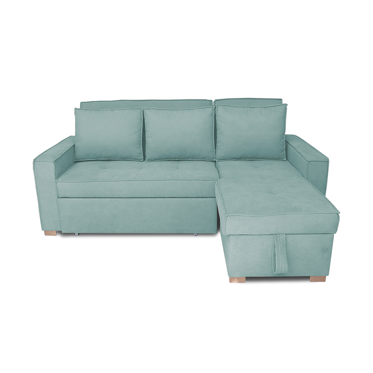 Sofá Cama Esquinero Marsella Menta 210x95cm de Cinco Puestos Reclinable con Apoya Brazos