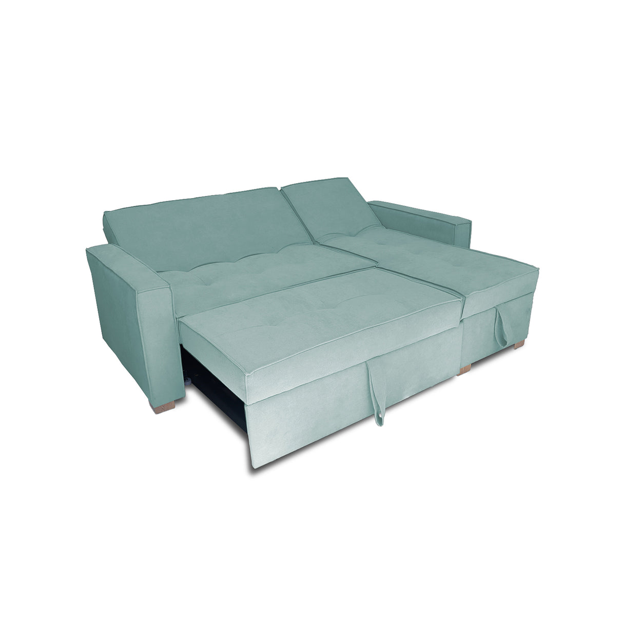 Sofá Cama Esquinero Marsella Menta 210x95cm de Cinco Puestos Reclinable con Apoya Brazos