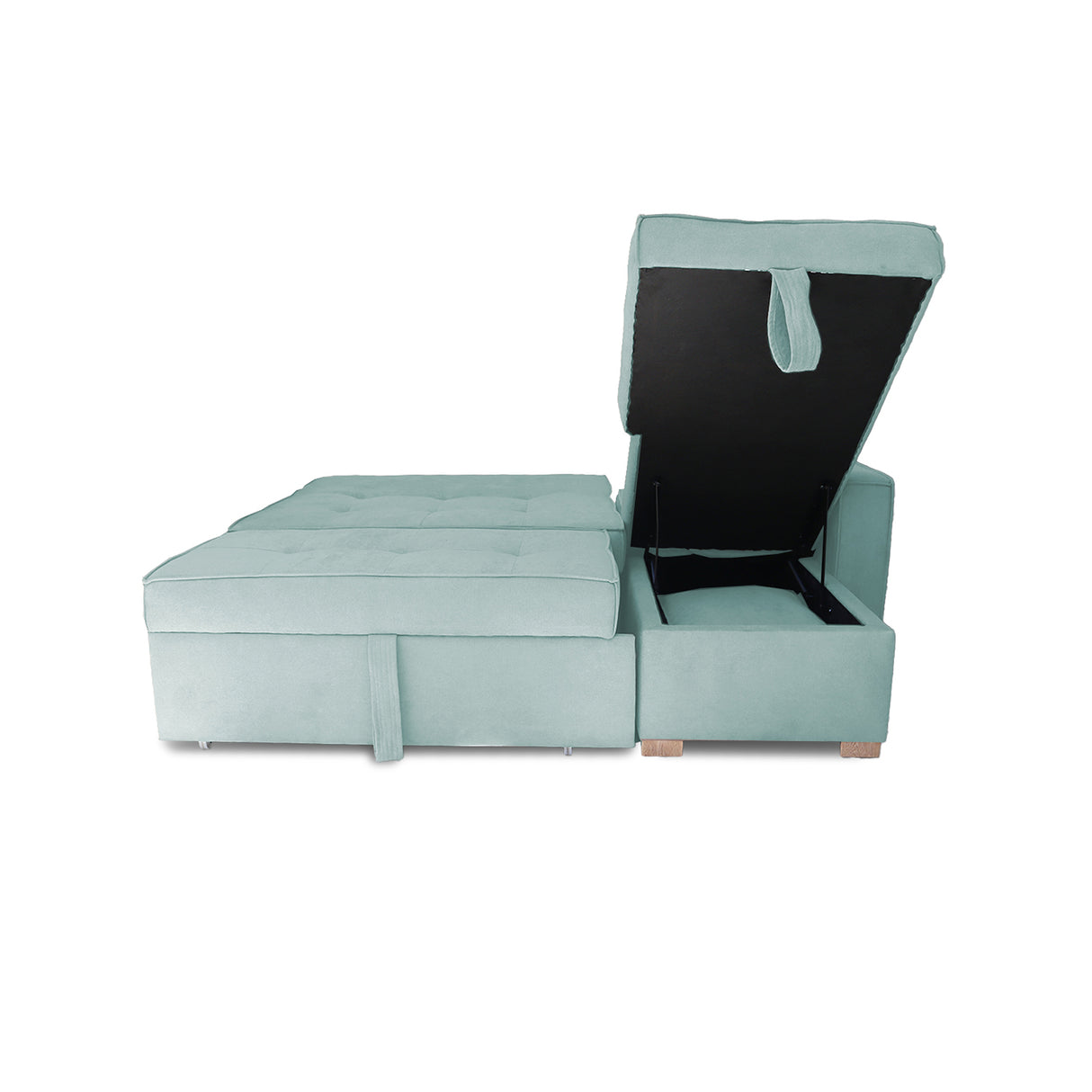 Sofá Cama Esquinero Marsella Menta 210x95cm de Cinco Puestos Reclinable con Apoya Brazos