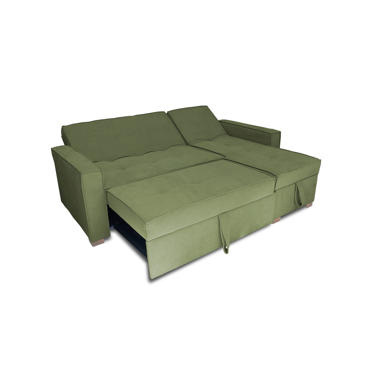 Sofá Cama Esquinero Marsella Verde 210x95cm de Cinco Puestos Reclinable con Apoya Brazos