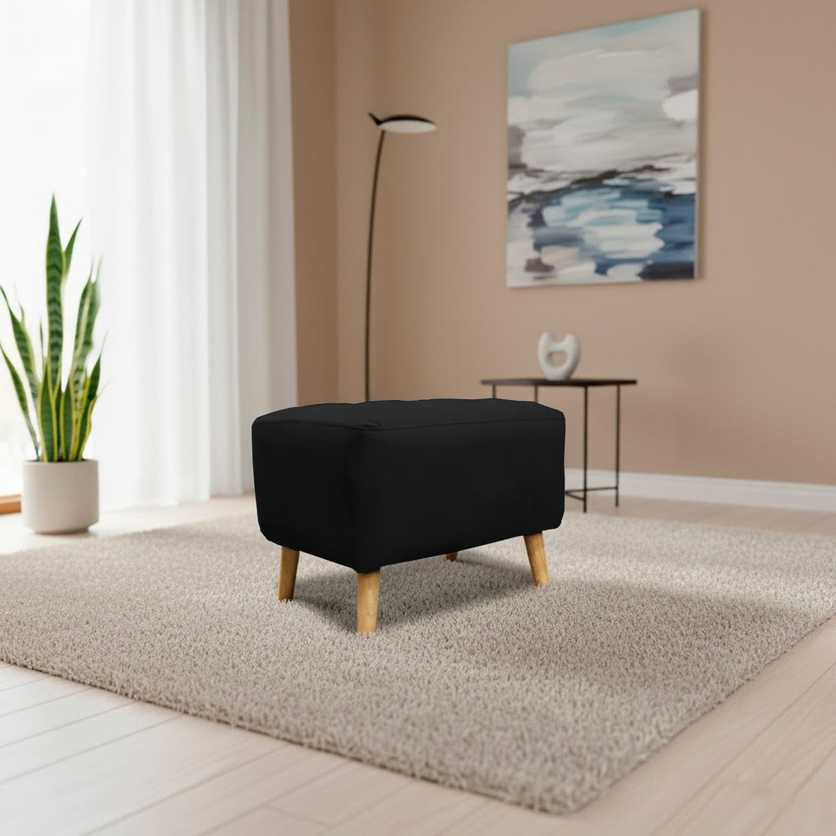 Puff Milan Negro 60x42cm de Un Puesto sin Apoya Brazos