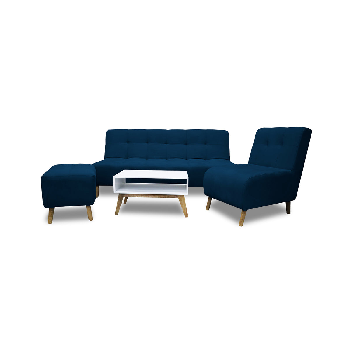 Sala Milan Azul 160x95cm de Cinco Puestos sin Apoya Brazos
