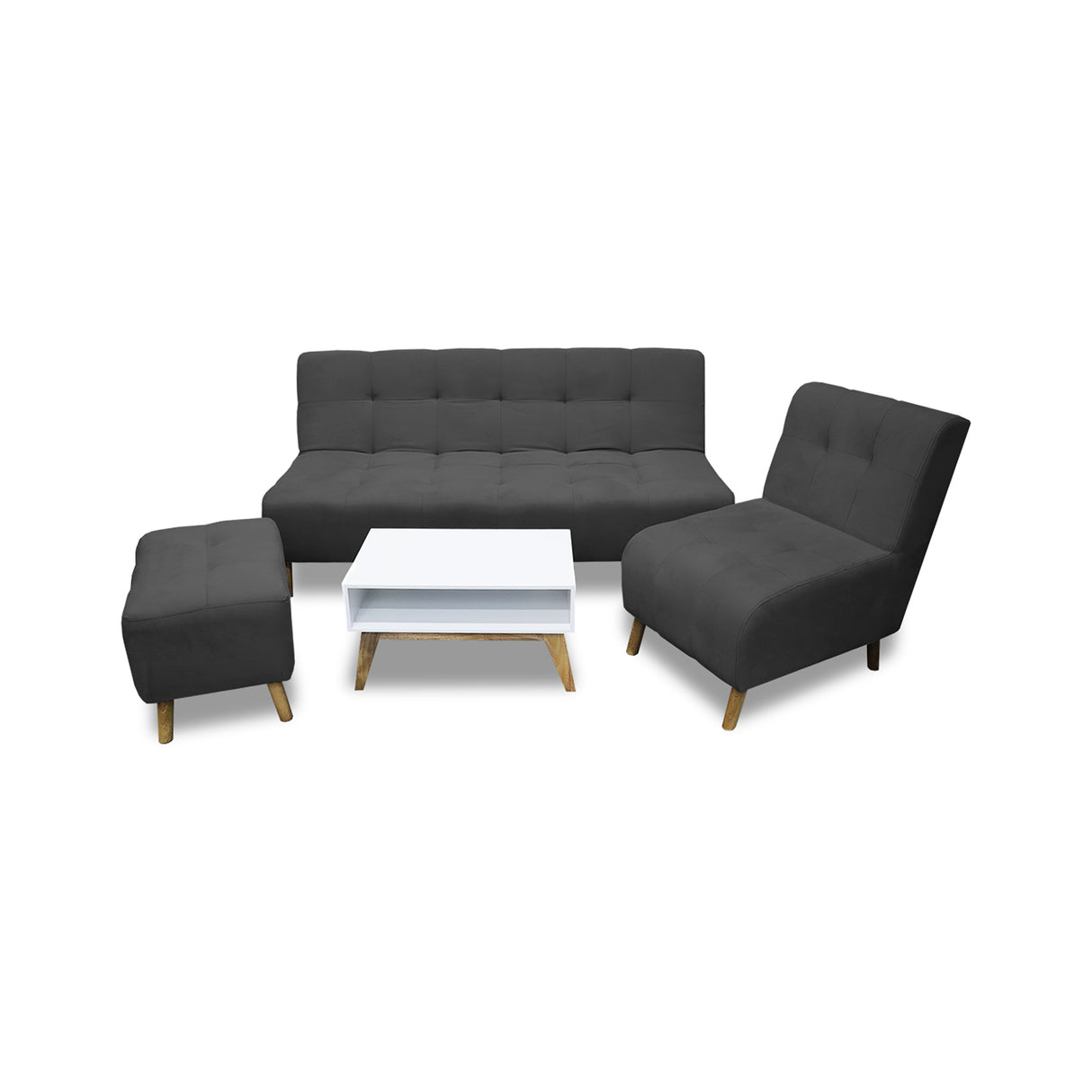 Sala Milan Gris Oscuro 160x95cm de Cinco Puestos sin Apoya Brazos