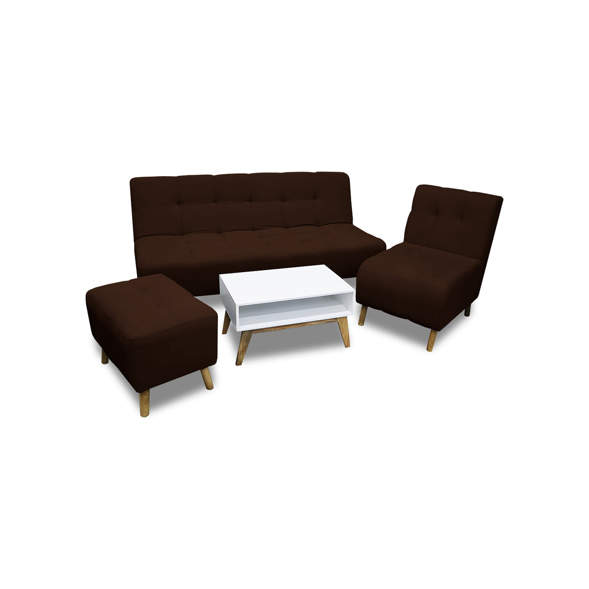Sala Milan Marron 160x95cm de Cinco Puestos sin Apoya Brazos