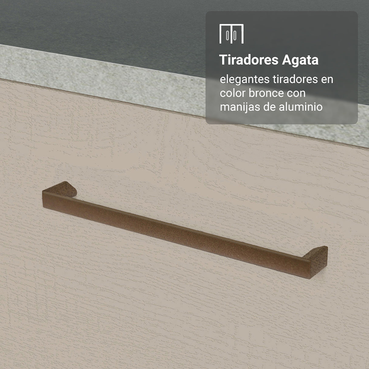 Mueble para Baño Agata Blanco y Crema 120x225cm Individual sin Lavamanos con Tres Cajones y Tres Puertas