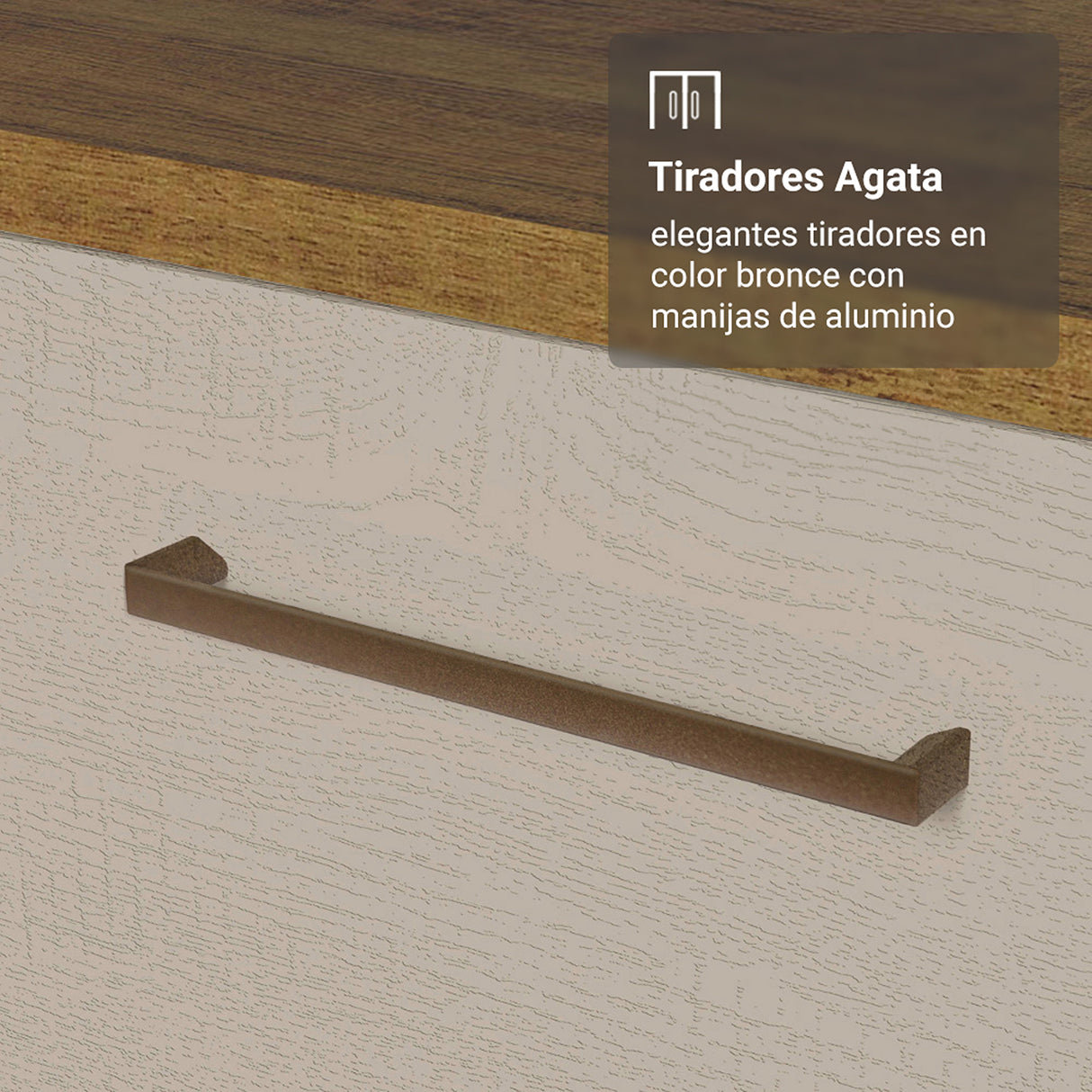 Mueble para Baño Agata Marrón y Crema 120x225cm Individual sin Lavamanos con Tres Cajones y Tres Puertas