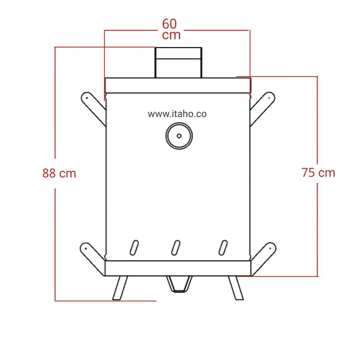 Barril Asador Plateado 60x88cm de 80 Libras con Termómetro y Control de Ventilación
