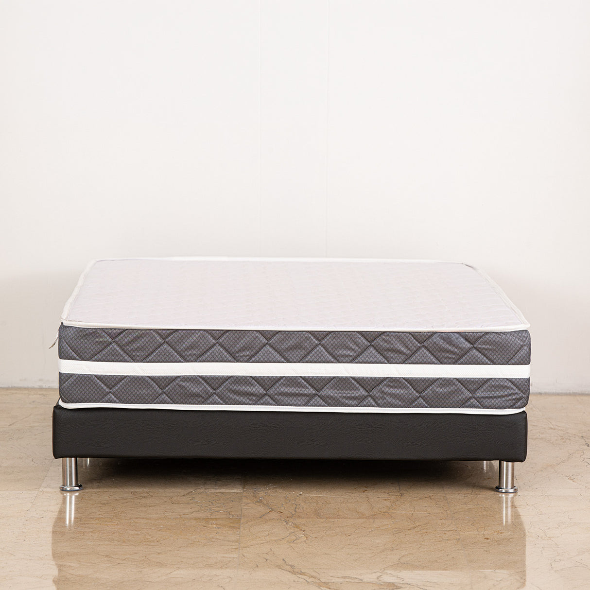 Colchón Juglar Gris y Blanco Semidoble 120 X 190 Cm Ortopedico Firmeza Firme Adaptable Doble Faz y Fuelle de 18cm