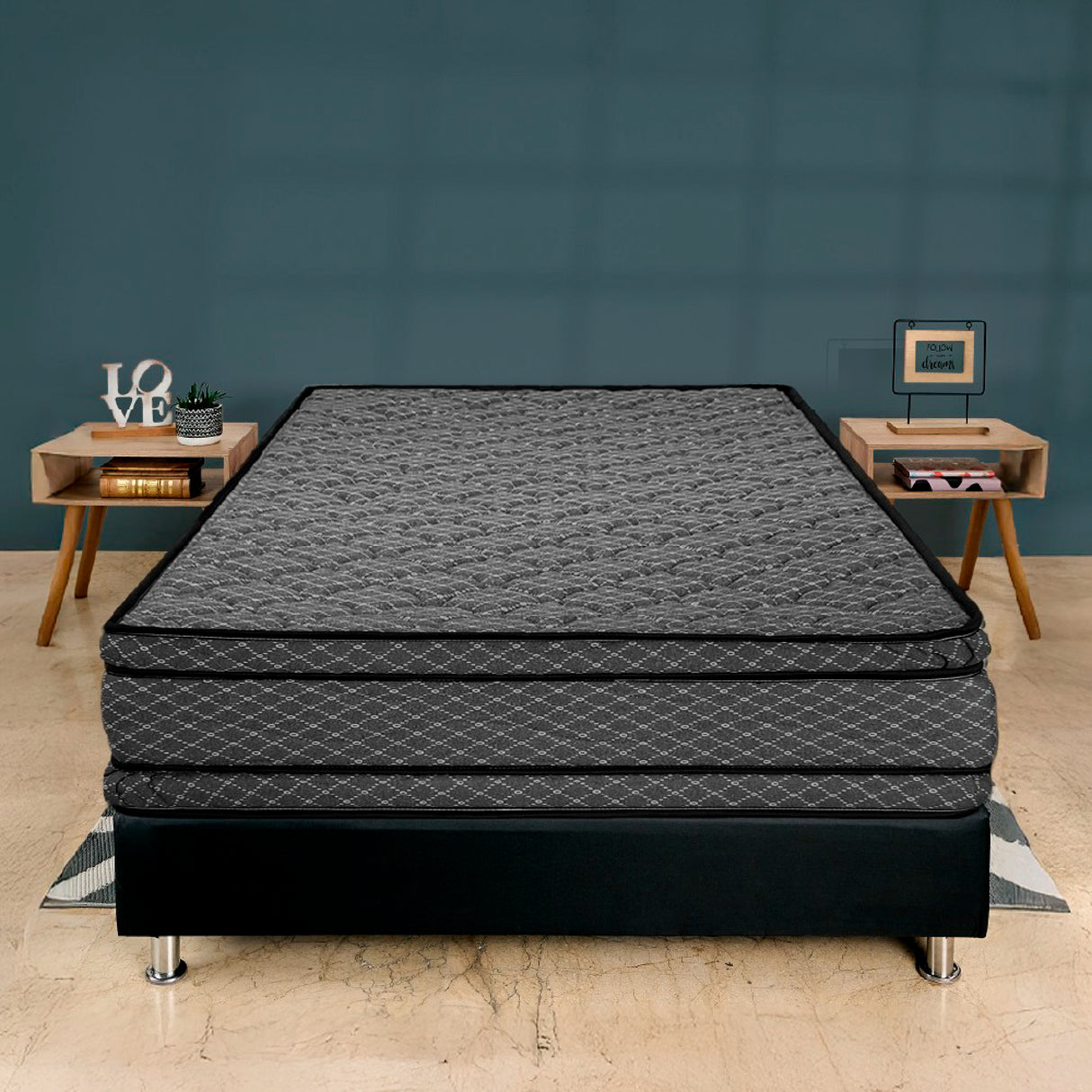 Colchón Caney Gris Sencillo 100 X 190 Cm Ortopedico Firmeza Firme Adaptable Doble Faz con Pillow Doble