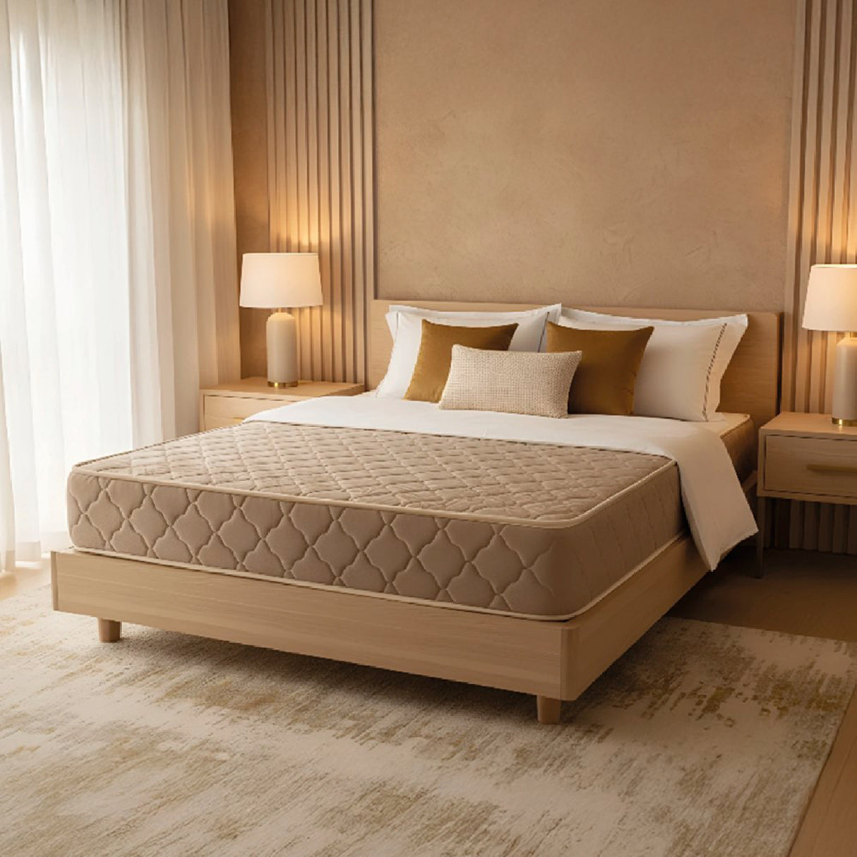 Colchón Candelaria Beige Neutral King 200 X 200 Cm Ortopedico Firmeza Firme Adaptable Doble Faz