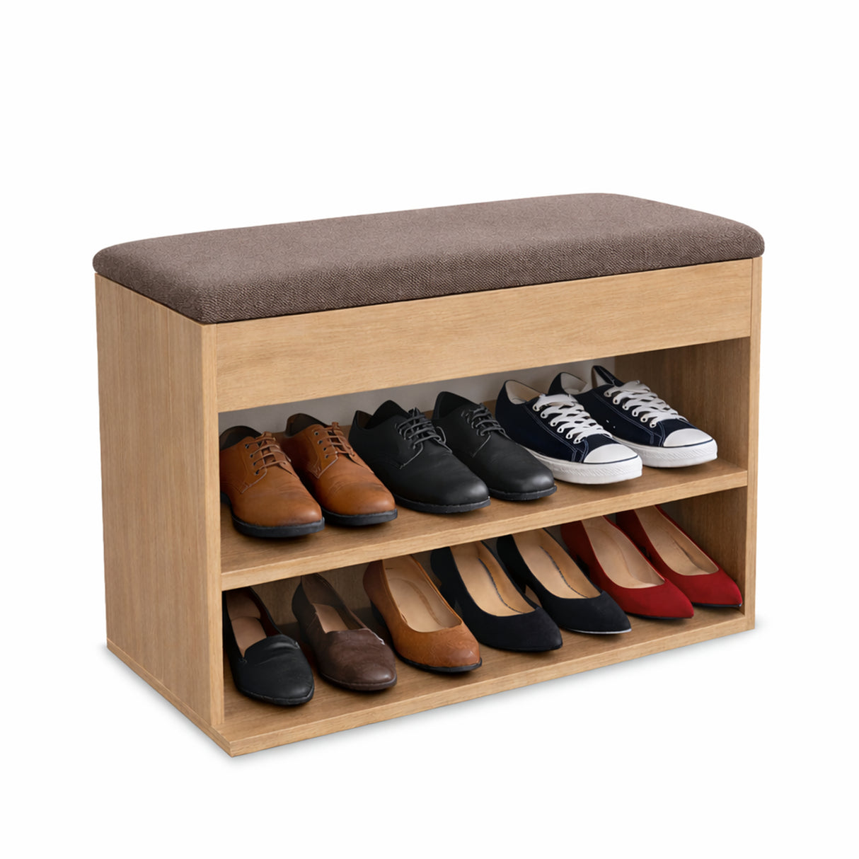 Zapatero Moca yFresno 60x43cm Horizontal de Dos Niveles con Asiento Integrado y para Seis Pares
