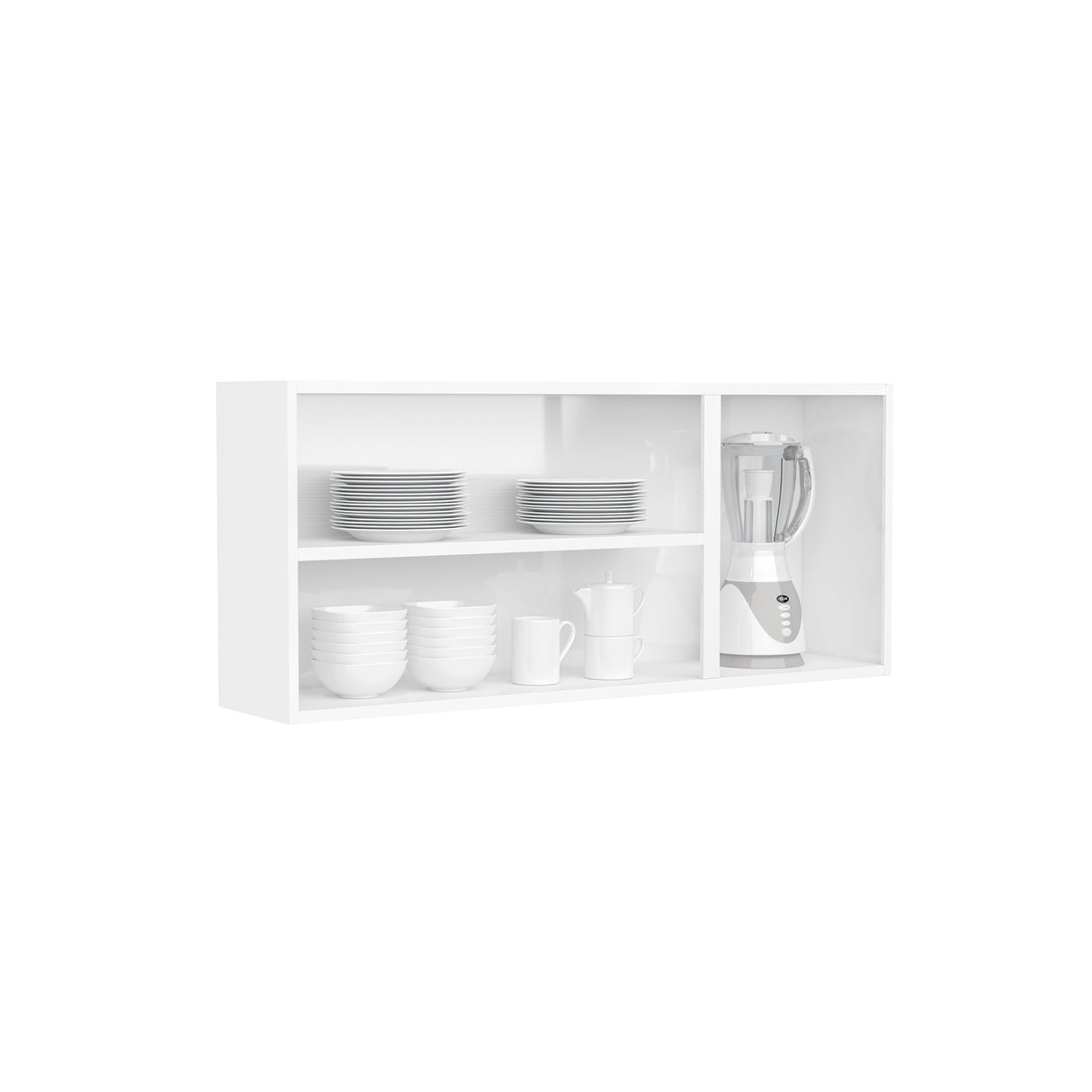 Mueble Superior de Cocina Essencia Blanco 120x52cm con Un Entrepaño y Tres Puertas de Rattan