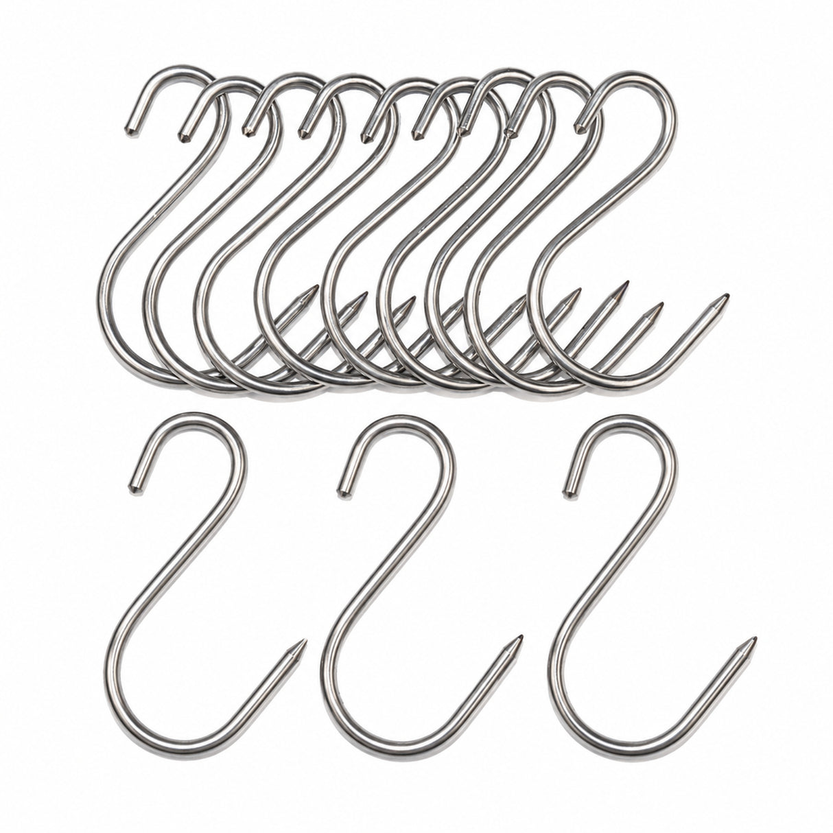 Set X 12 Ganchos de Barril Plateado 10x8cm Para Asados