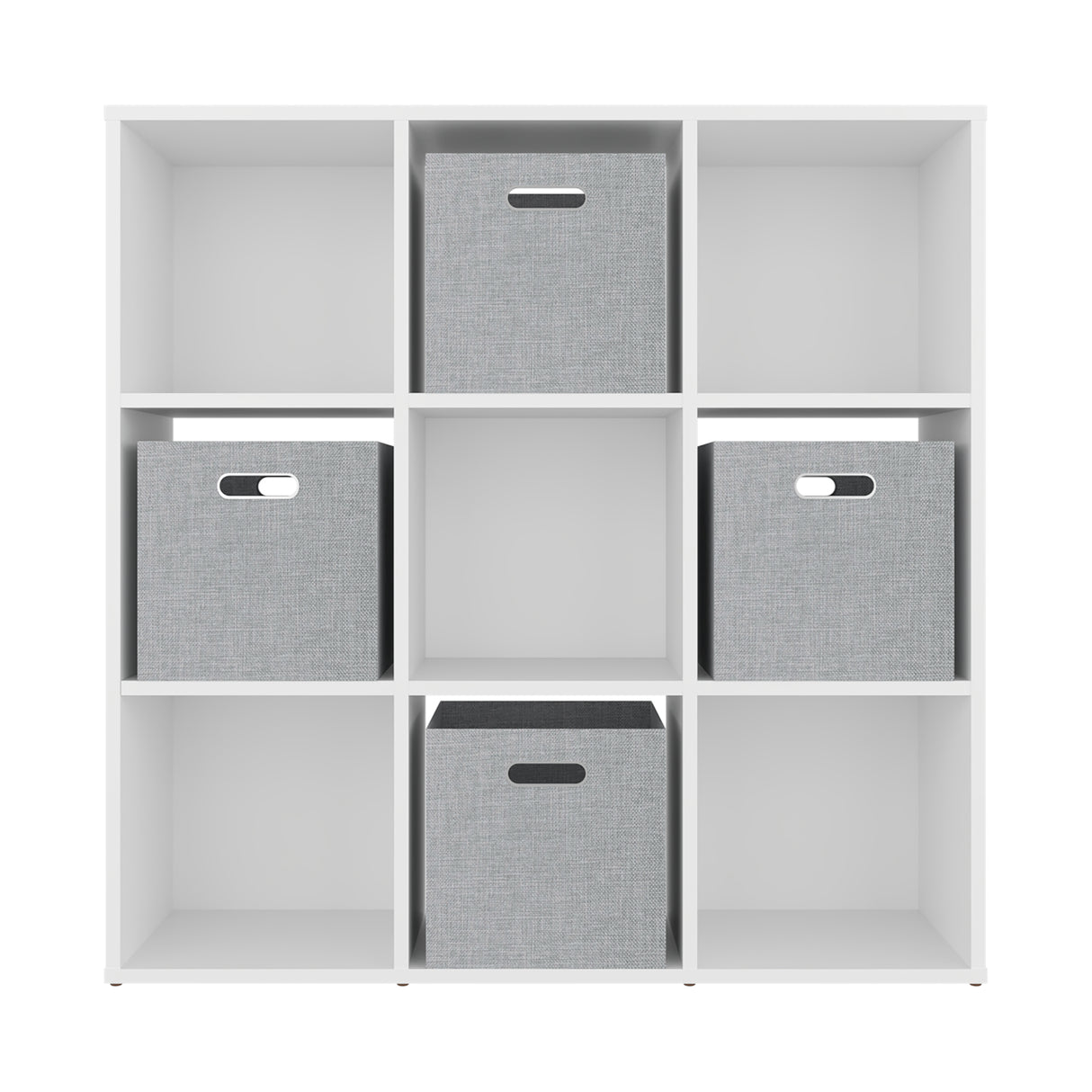 Mueble Organizador Lena Blanco 92x92cm de Tres Hileras con Cuatro Cajas de Tela