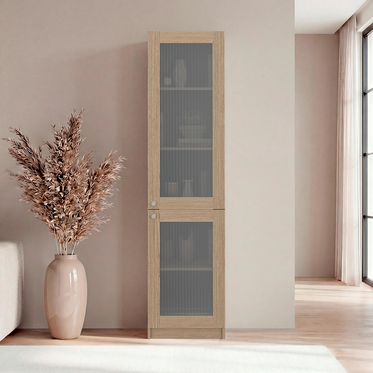 Estantería Home E-M6 Cartagena y Wengue 45.2x180.6cm Rectangular con Cuatro Entrepaños y Cinco Compartimientos