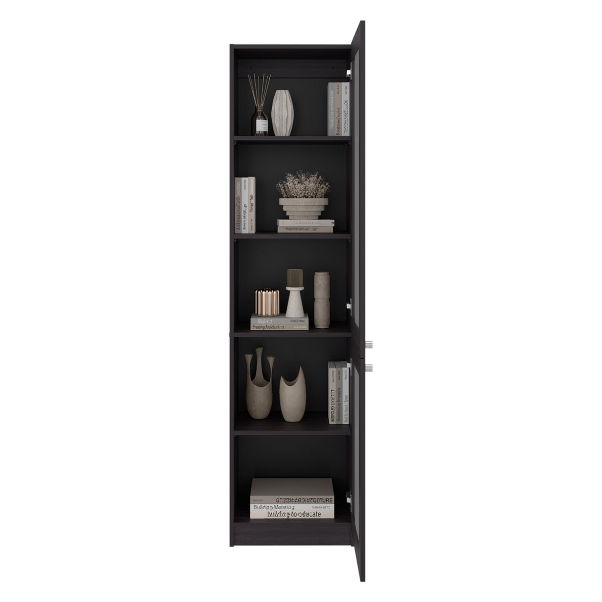 Estantería Home E-M6 Wengue 45x180.6cm Rectangular con Cuatro Entrepaños y Cinco Compartimientos