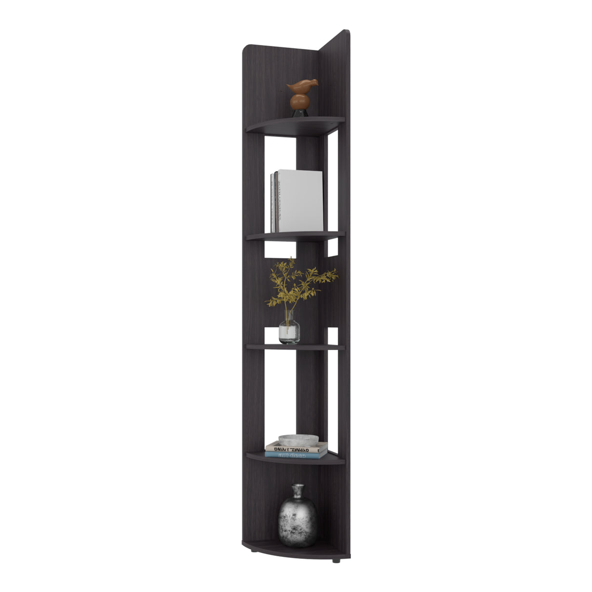 Estantería Home E-M7 Wengue 30x180.6cm Triangular con Cuatro Entrepaños y Cinco Compartimientos