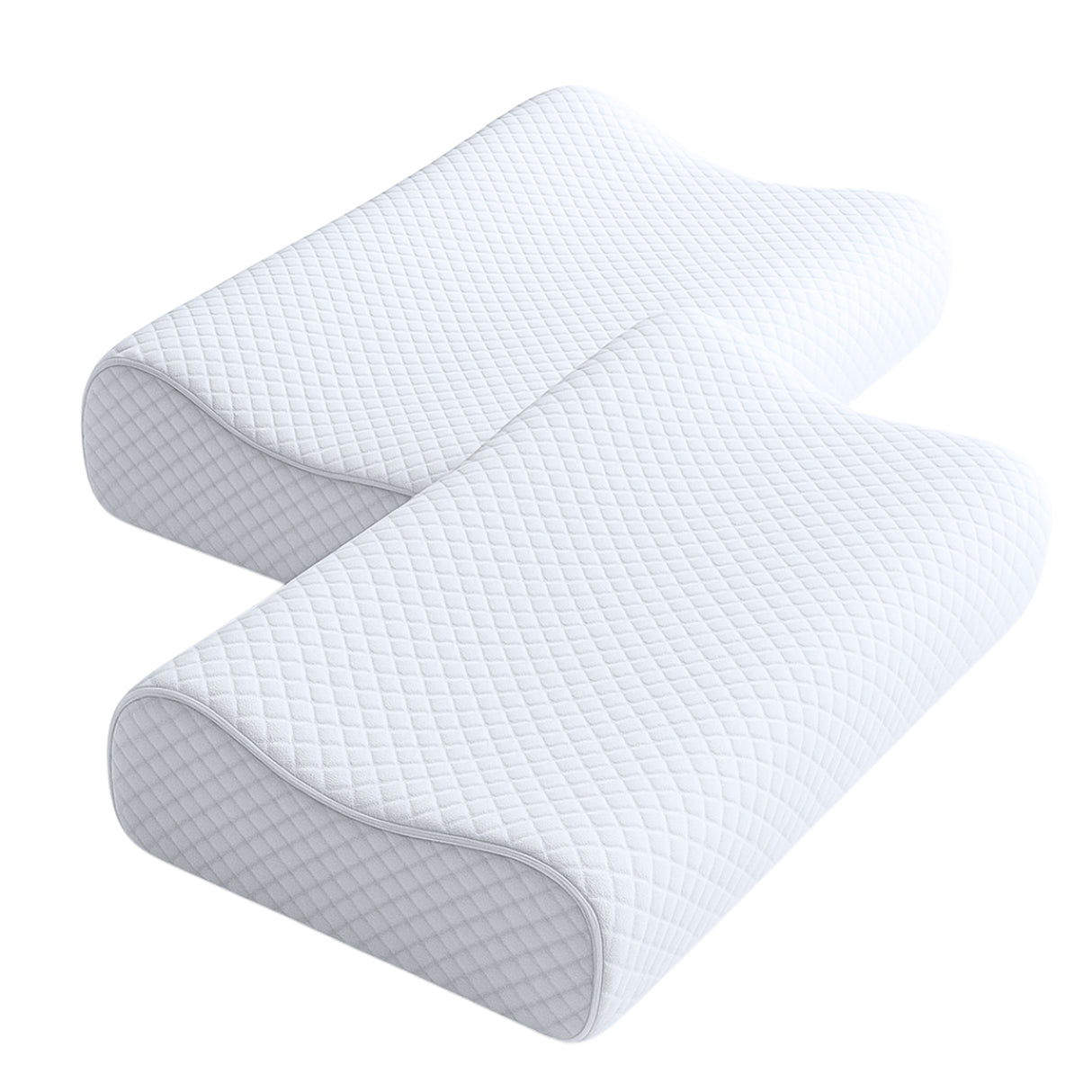 Combo 2 Almohadas Cervicales Blanco 35x60cm Ortopédico de Relleno de Espuma Viscoelastica Suave Hipoelergénica para Dormir Boca Arriba y de Costado