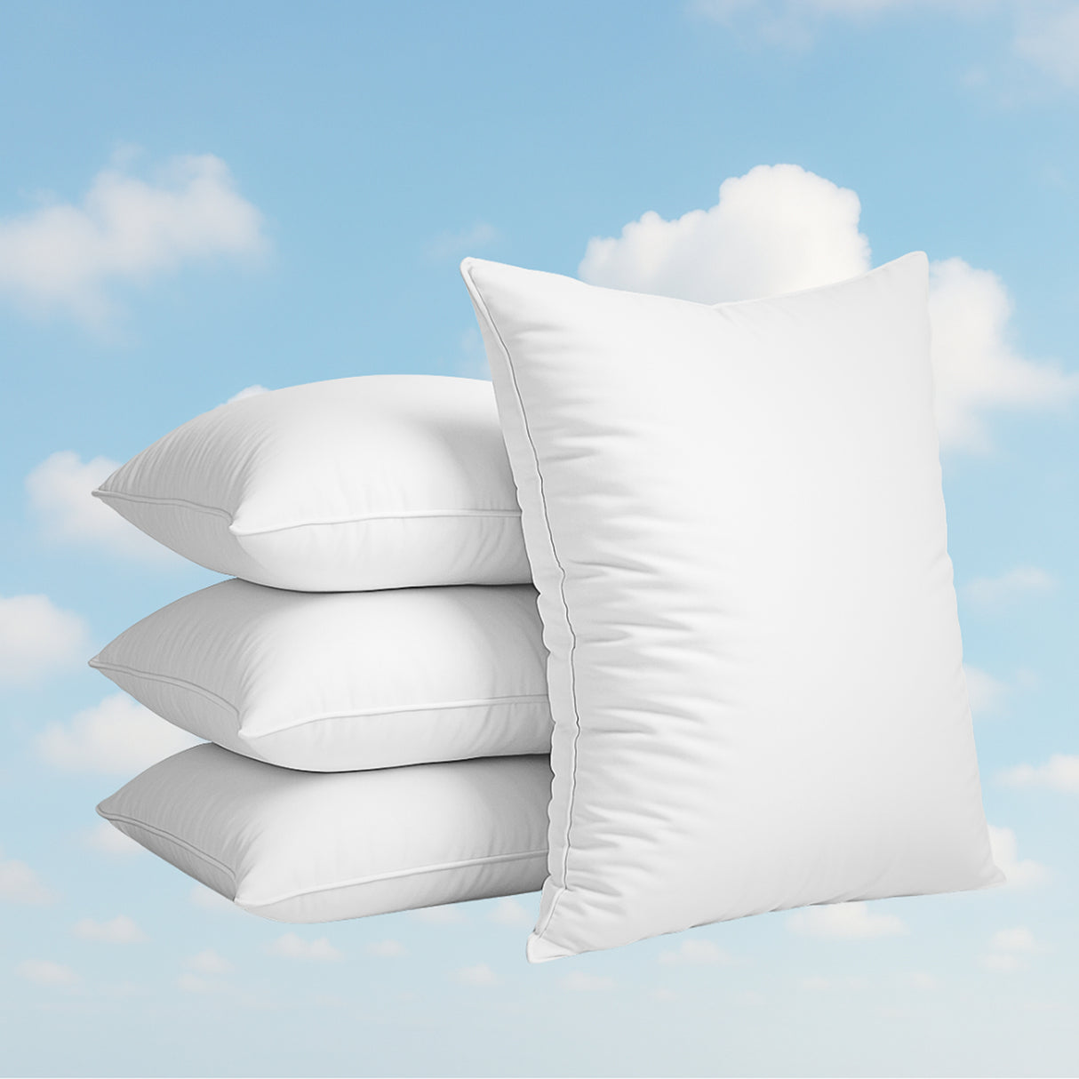 Combo 4 Almohadas Hotelera Blanco 50x70cm de Relleno de Fibra Siliconada Medio Suave Hipoelergénica Multi Postura