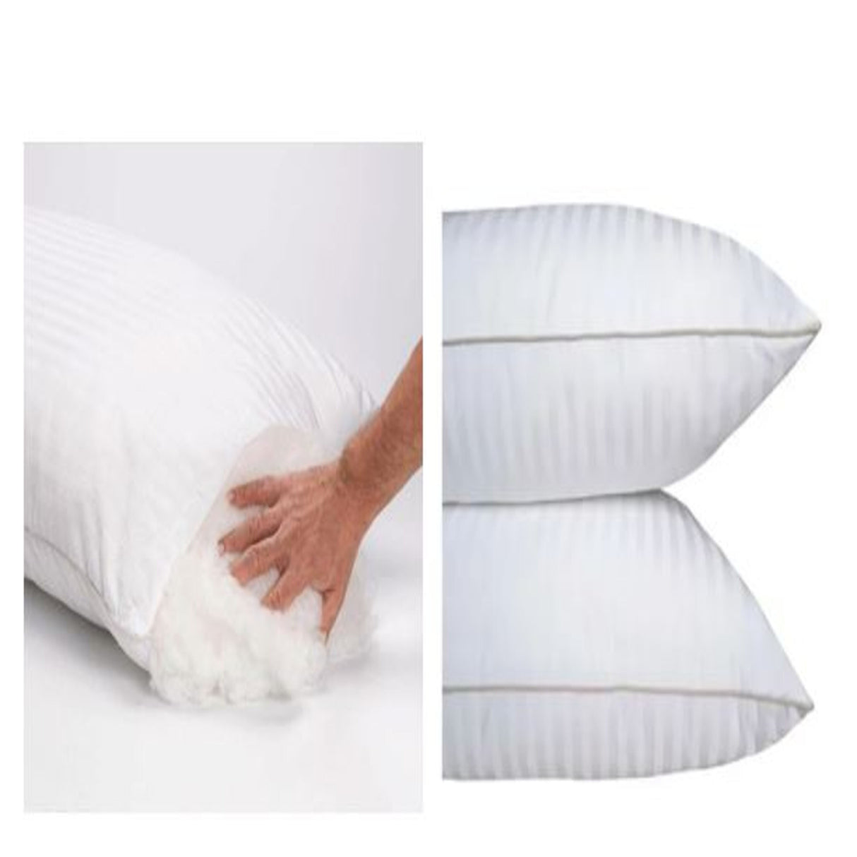 Almohada Raya Satin Blanco 50x70cm de Relleno de Plumas Suave Multi Postura