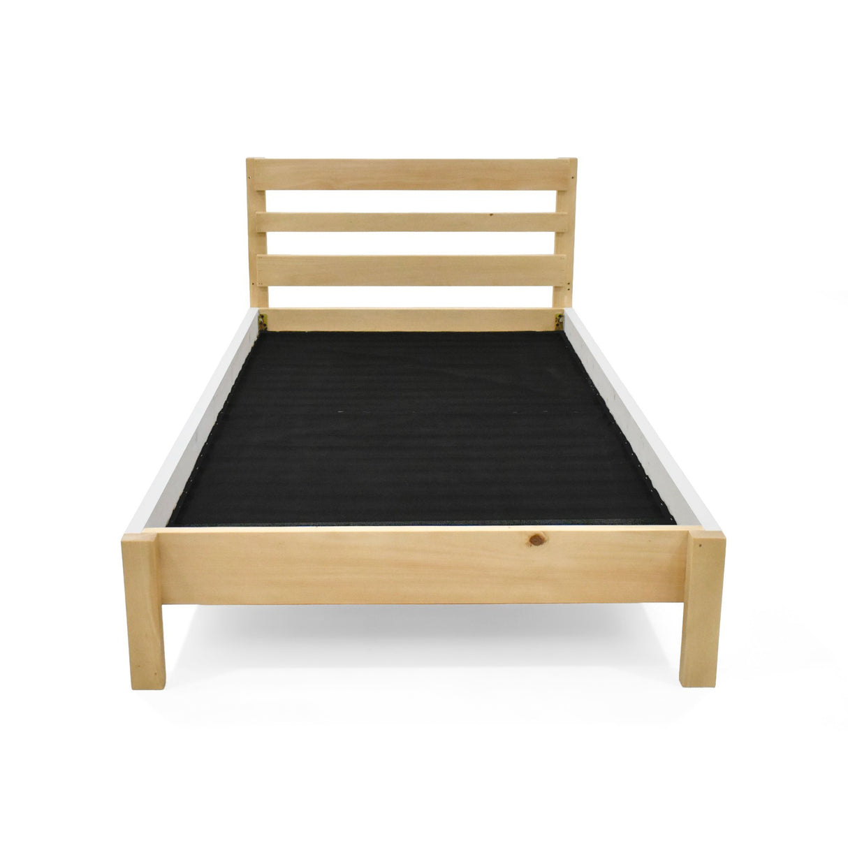 Cama Cuna Nara Matiz Natural y Blanco 106x87cm Para Colchón Sencillo 100x190 cm con Cabecero y sin Colchón