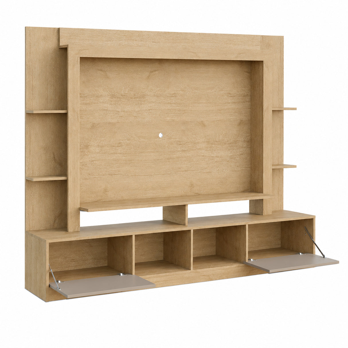Centro de Entretenimiento Castaño 213x171cm para TV Hasta 65" Pulgadas con Trece Compartimientos con Ranura para Cables