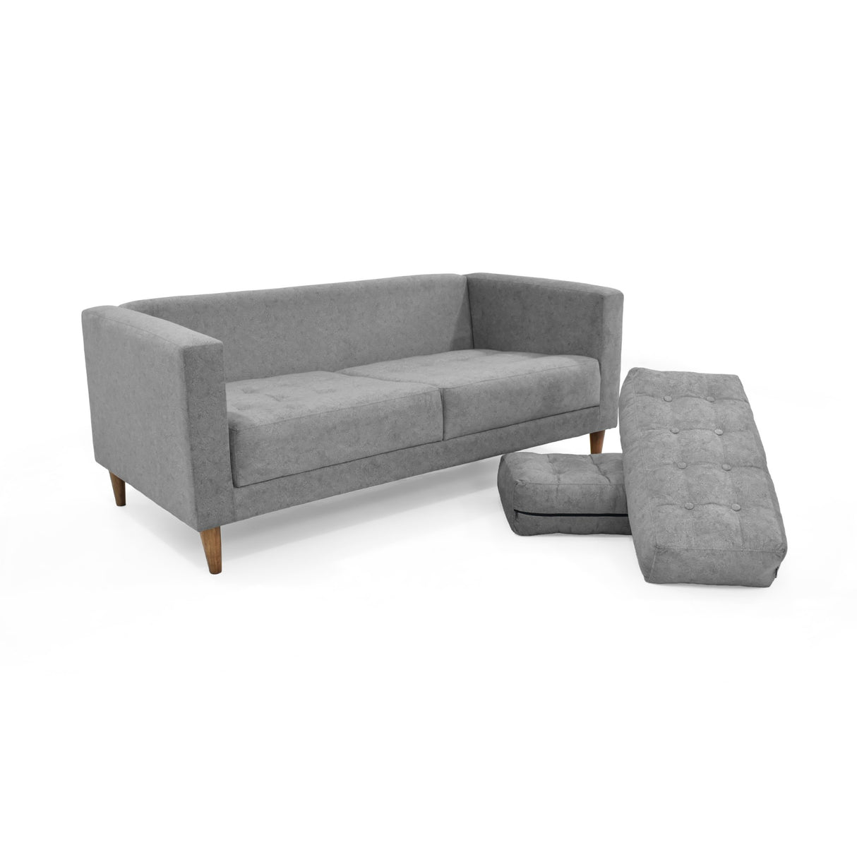 Sofá Donatello Gris y Matiz Caoba 183x81cm de Tres Puestos y con Apoya Brazos