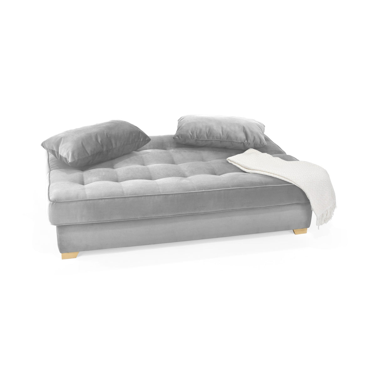 Sofacama Cambridge Plata y Matiz Natural 185x90cm de Tres Puestos Reclinable con Almacenamiento y sin Apoya Brazos