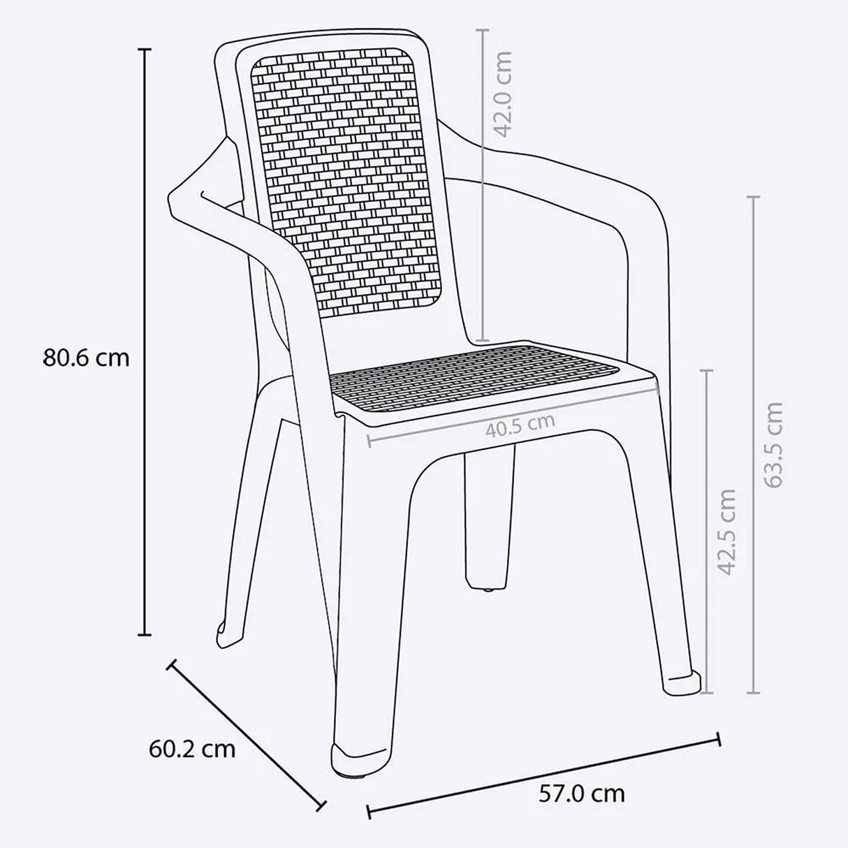 Set x 13 Sillas Eterna Blanco Arena 57x80.6cm de Asiento Rectangular con Espaldar y con Apoya Brazos