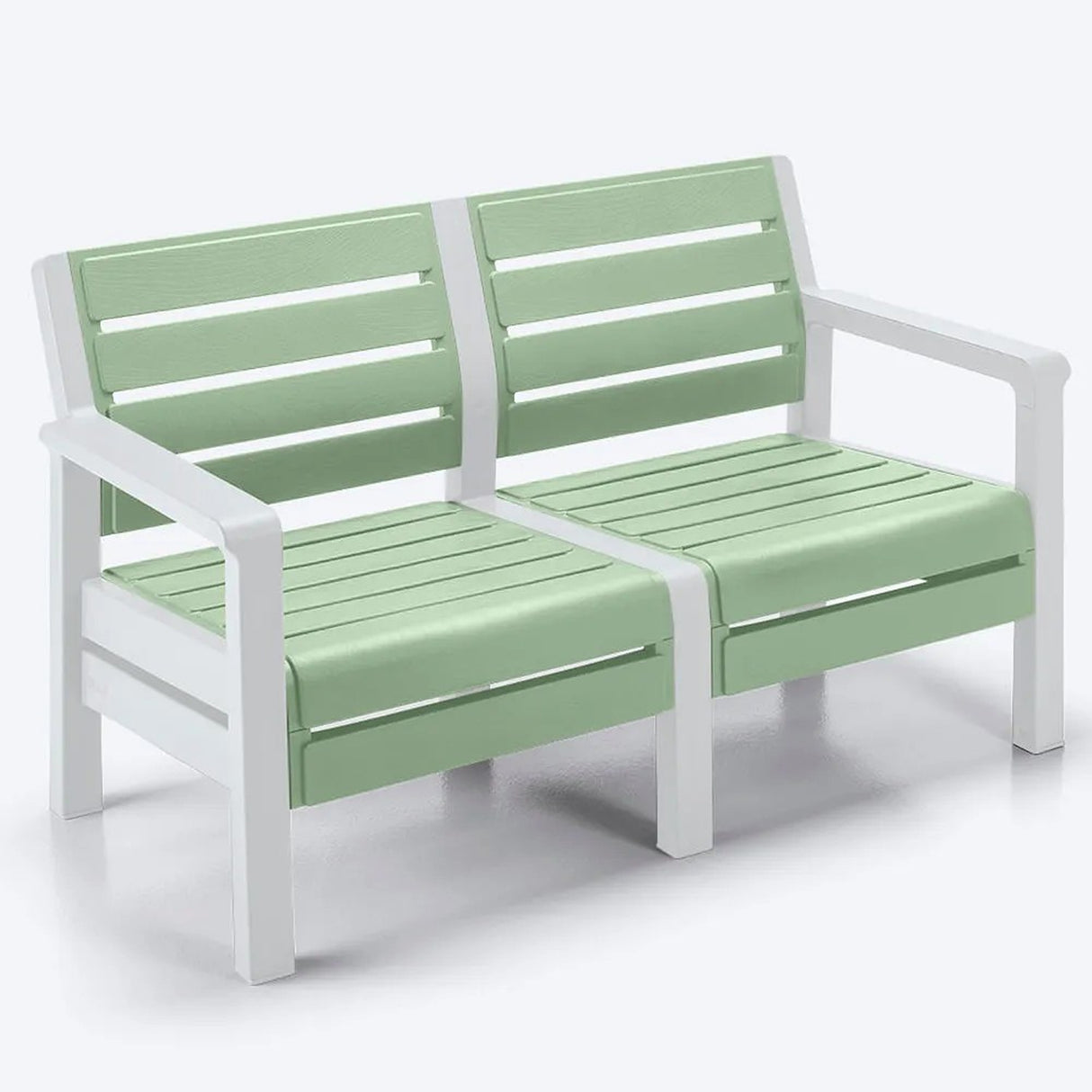 Combo Sofá Barú Verde y Blanco 131x74.5cm de Dos Puestos con Una Mesa de Centro