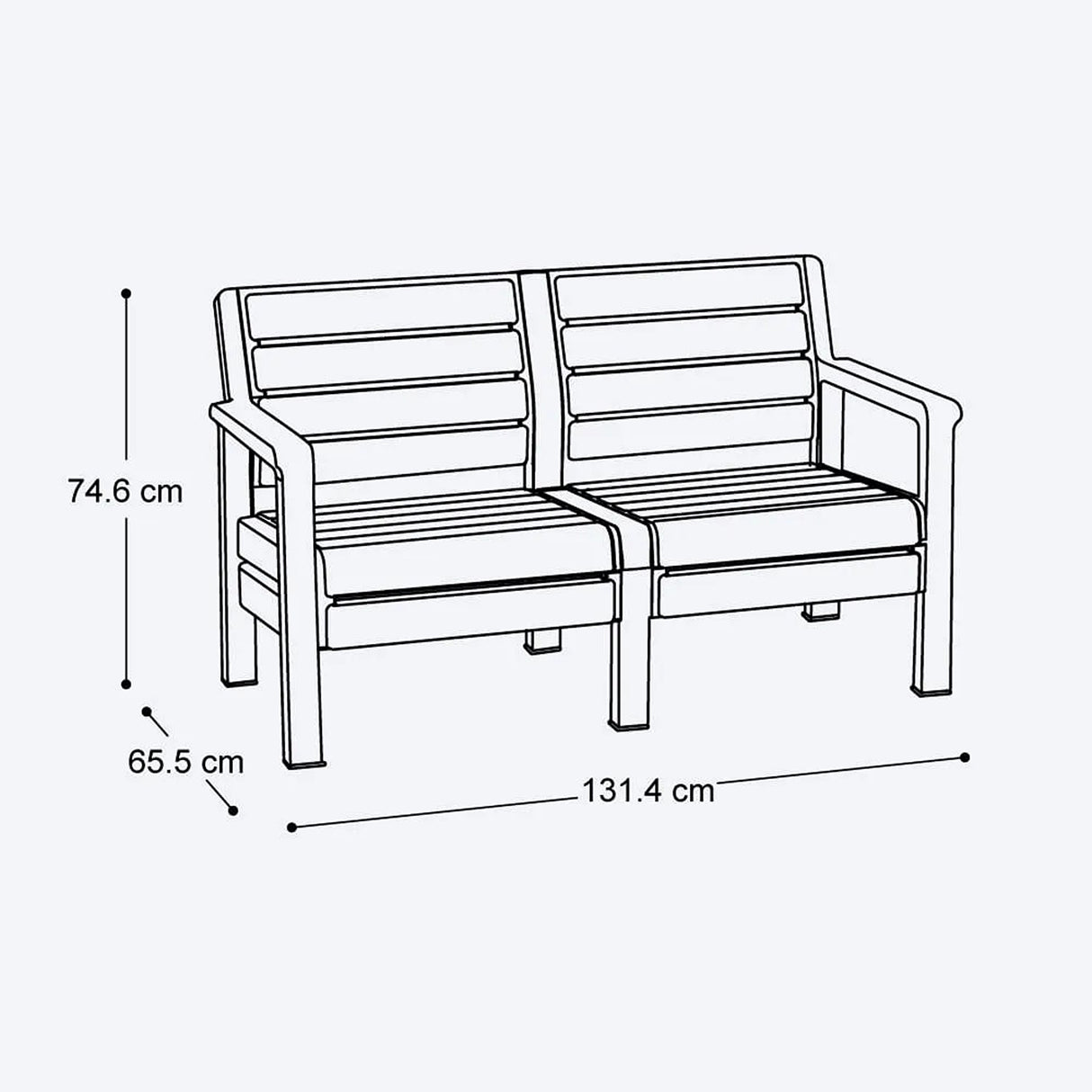 Combo Sofá Barú Wengue 131x74.5cm de Dos Puestos con Una Mesa de Centro