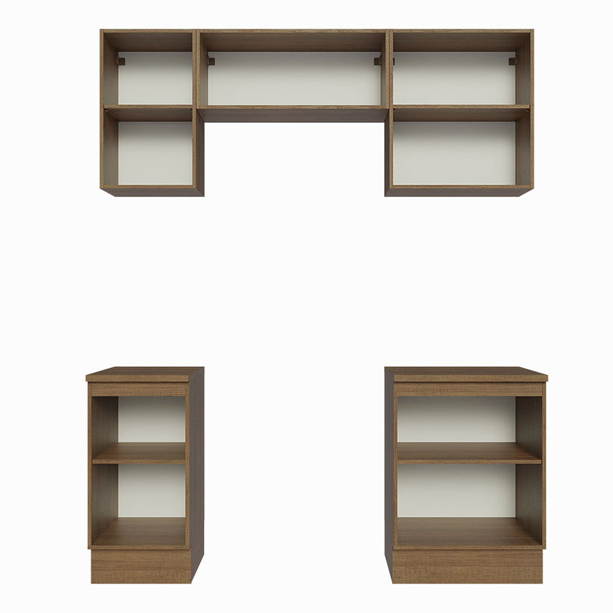 Cocina Integral Glamy Marrón y Negro 180x225cm con Mesón de Madera Aglomerada Mdp y sin Estufa