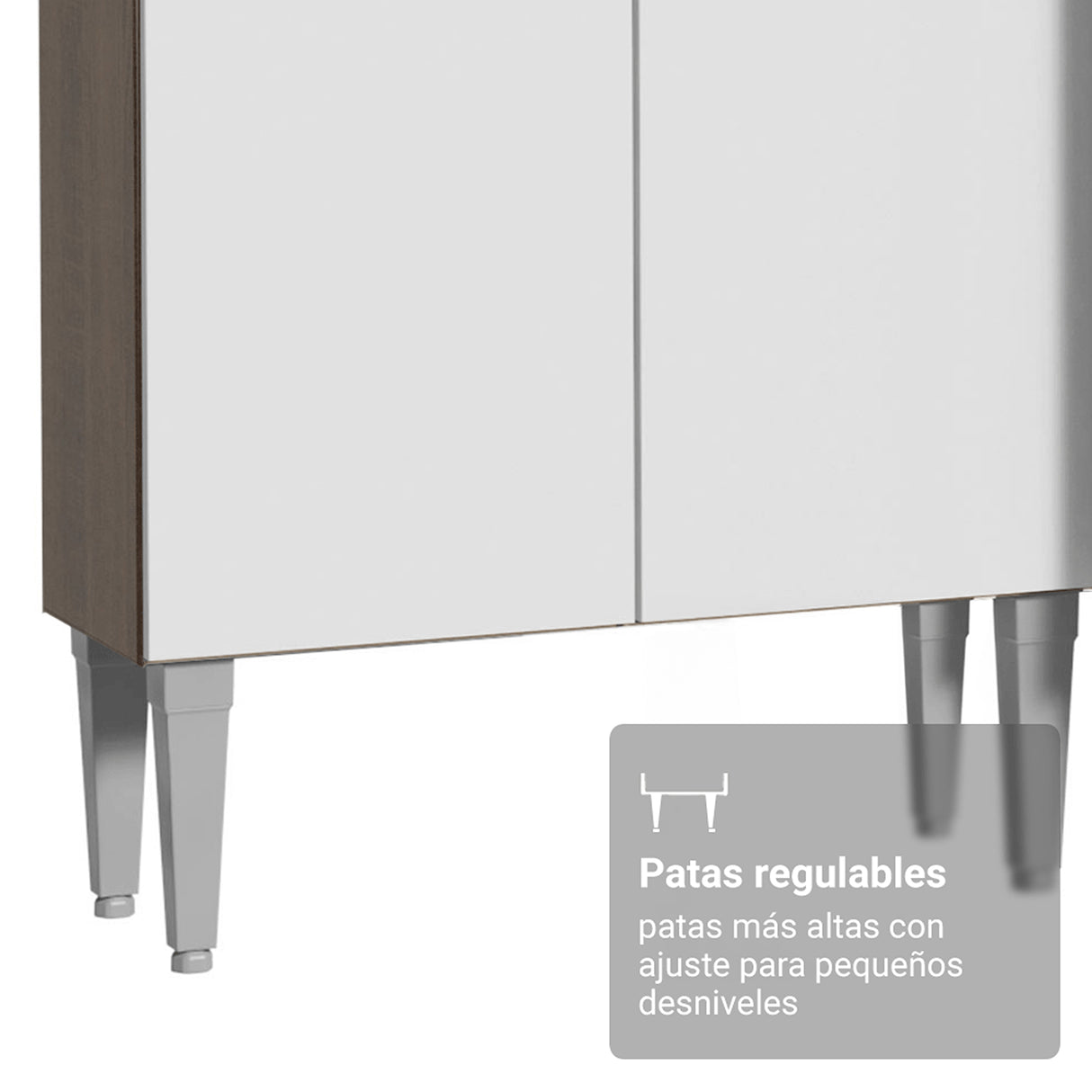 Cocina Integral Emily Marrón y Blanco 229x186cm con Mesón de Madera Aglomerada Mdp con Nueve Puertas y sin Estufa