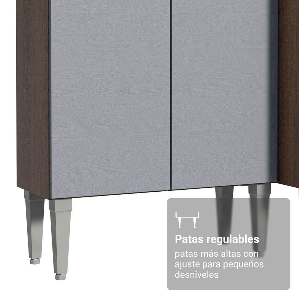 Cocina Integral Emily Marrón y Gris 229x186cm con Mesón de Madera Aglomerada Mdp con Nueve Puertas y sin Estufa