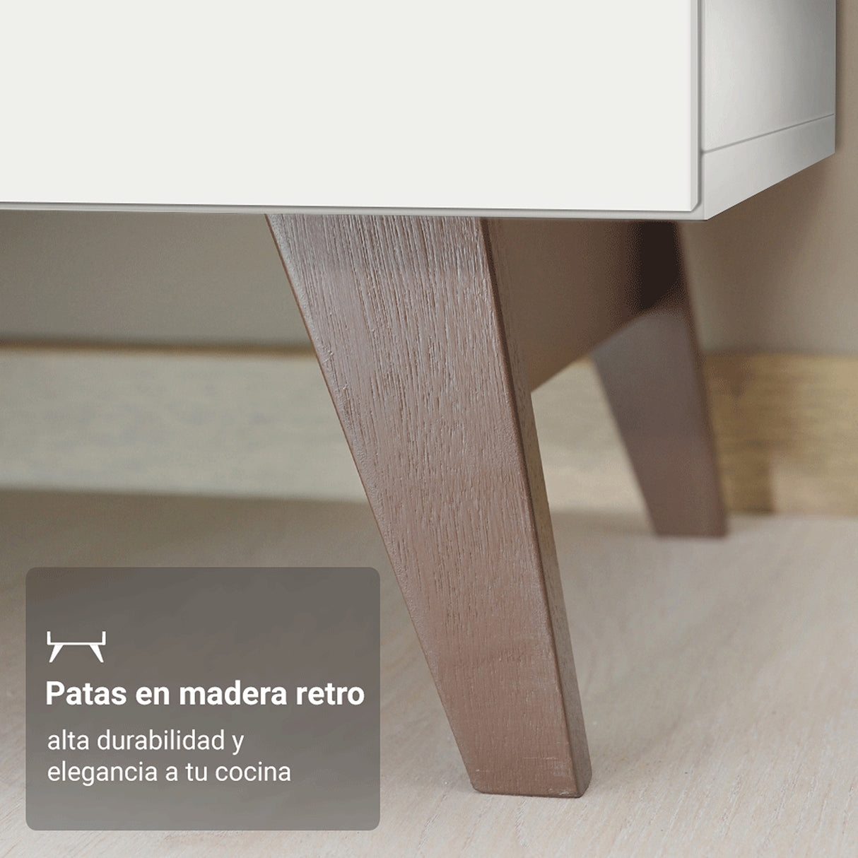 Cocina Integral Reims Blanco 190x210cm con Mesón de Madera Aglomerada Mdp con Un Cajón y sin Estufa