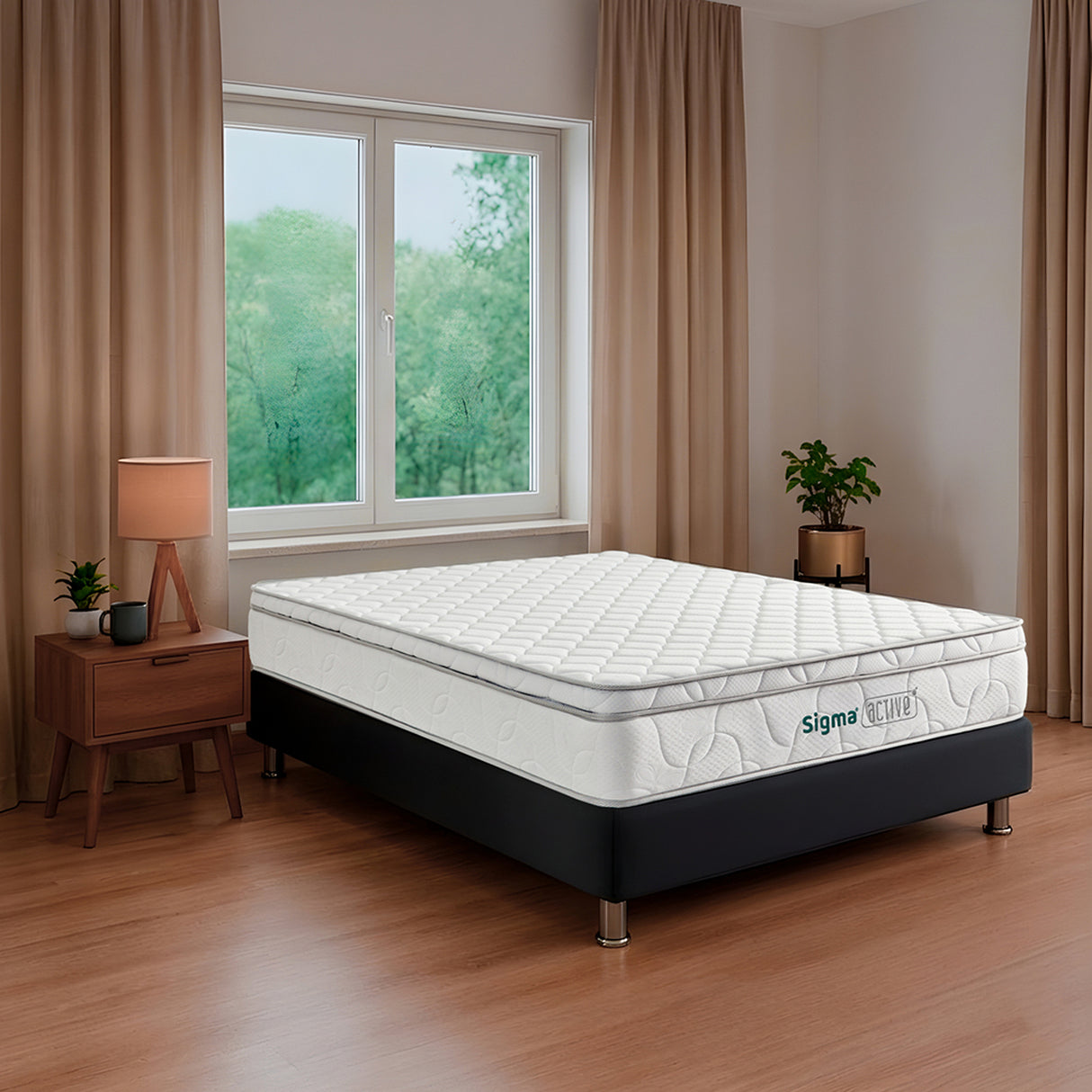 Colchón Medio Firme Sigma Blanco Sencillo 100 X 190 Cm Ortopedico de Resortes con Pillow Sencillo