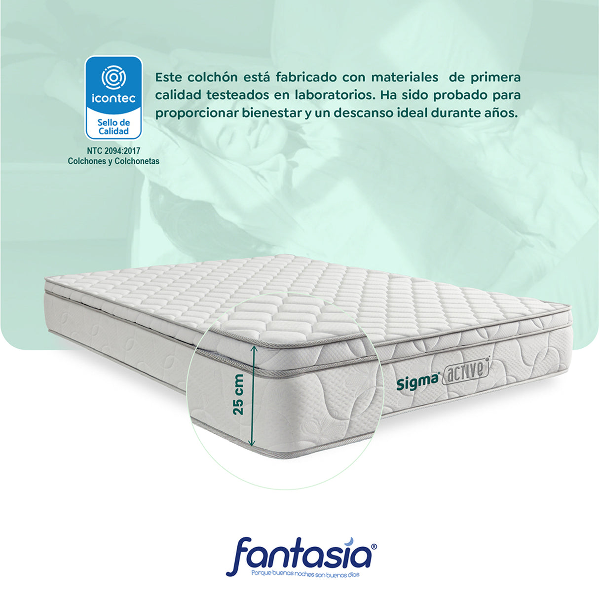 Colchón Medio Firme Sigma Blanco Sencillo 100 X 190 Cm Ortopedico de Resortes con Pillow Sencillo