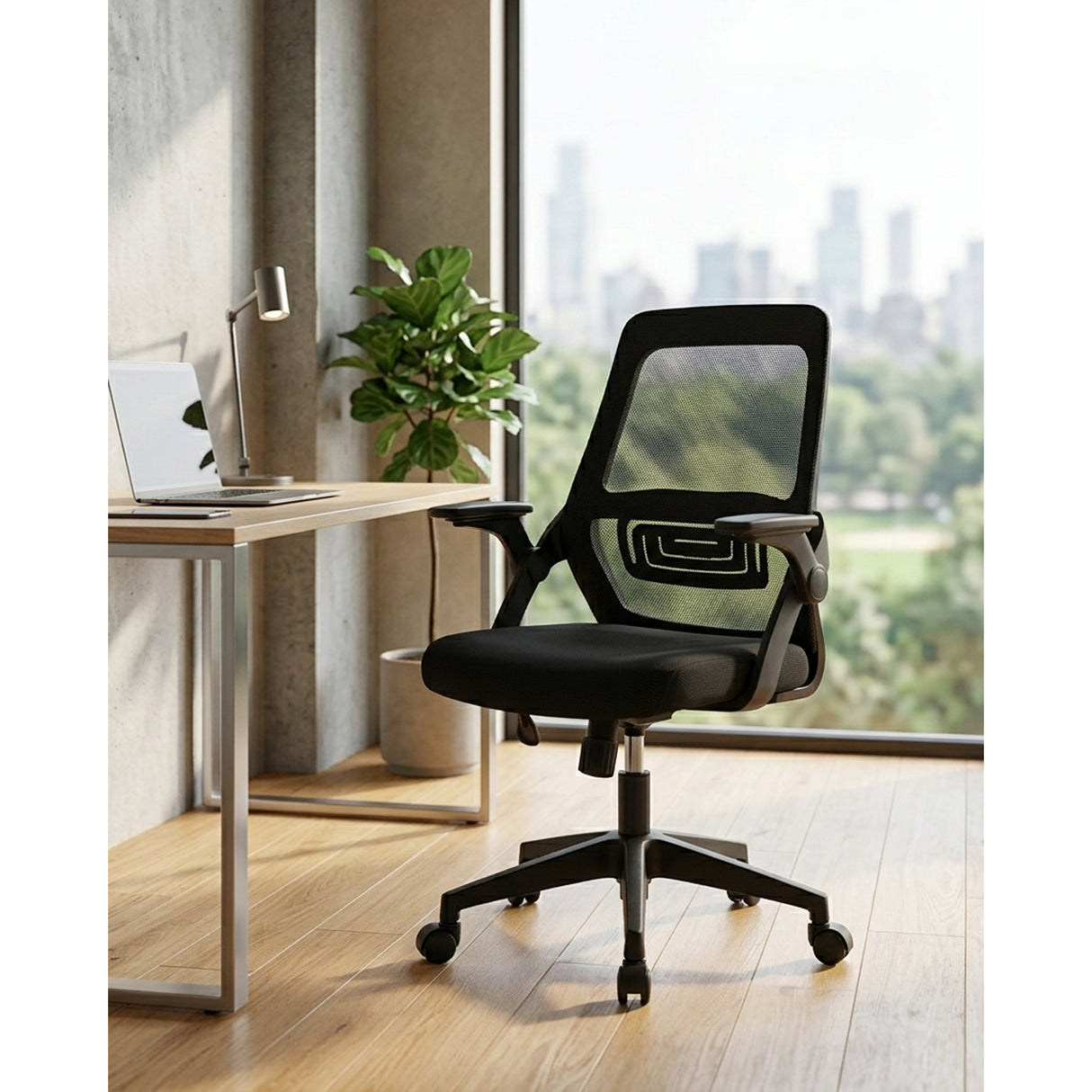 Silla Gerencial Negro 59x92cm con Apoya Brazos con Soporte Lumbar