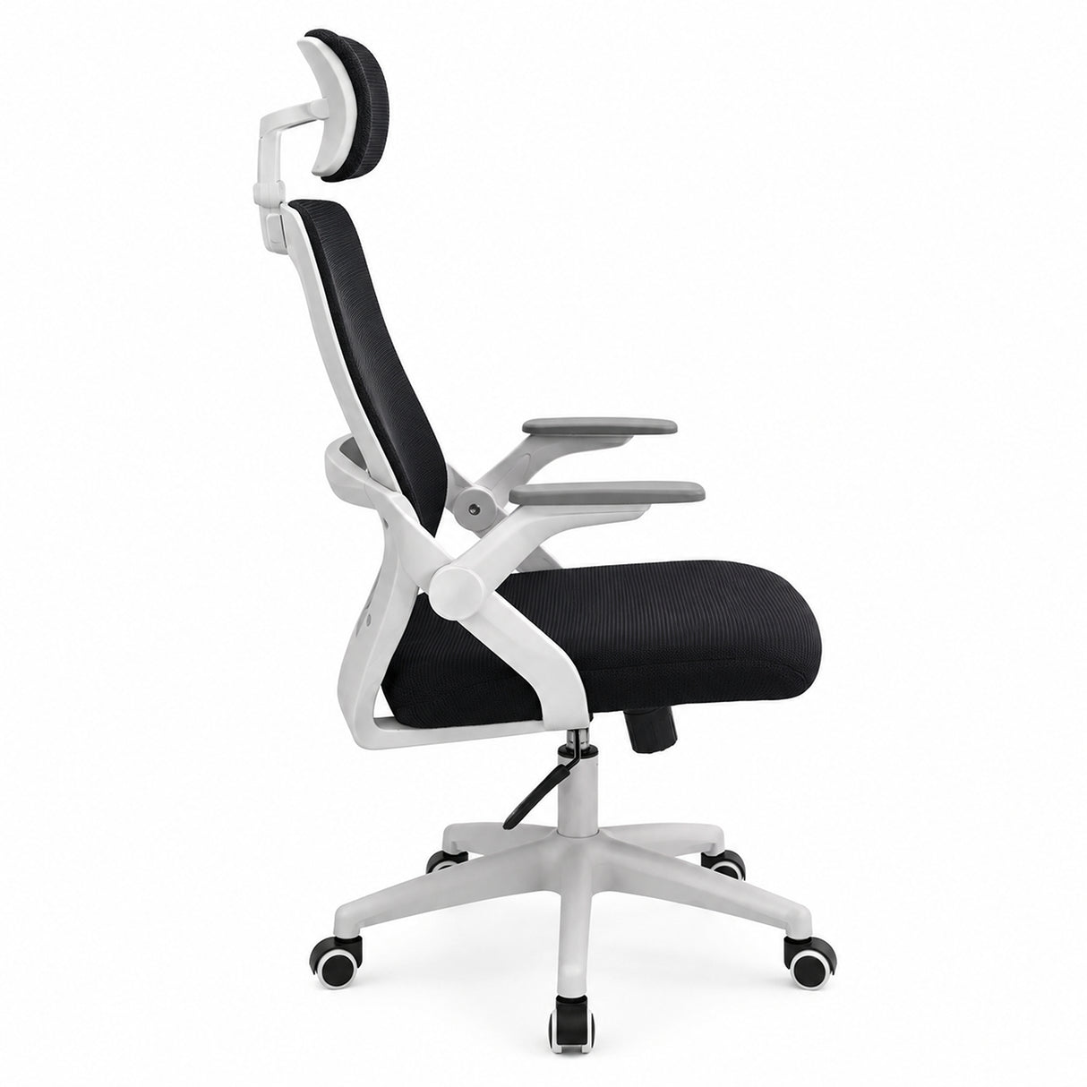 Silla Gerencial Negro y Blanco 52x105cm con Apoya Brazos con Soporte Lumbar y con Apoya Cabezas