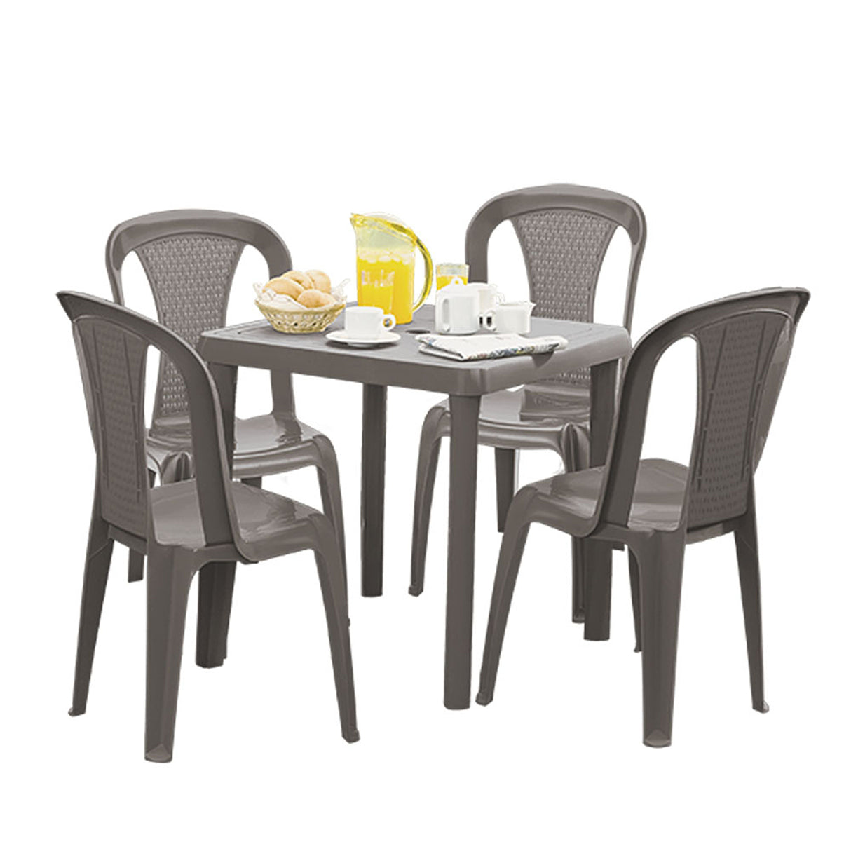 Mesa Auxiliar Rimax Caribe Moca 72x72cm Cuadrada con Patas