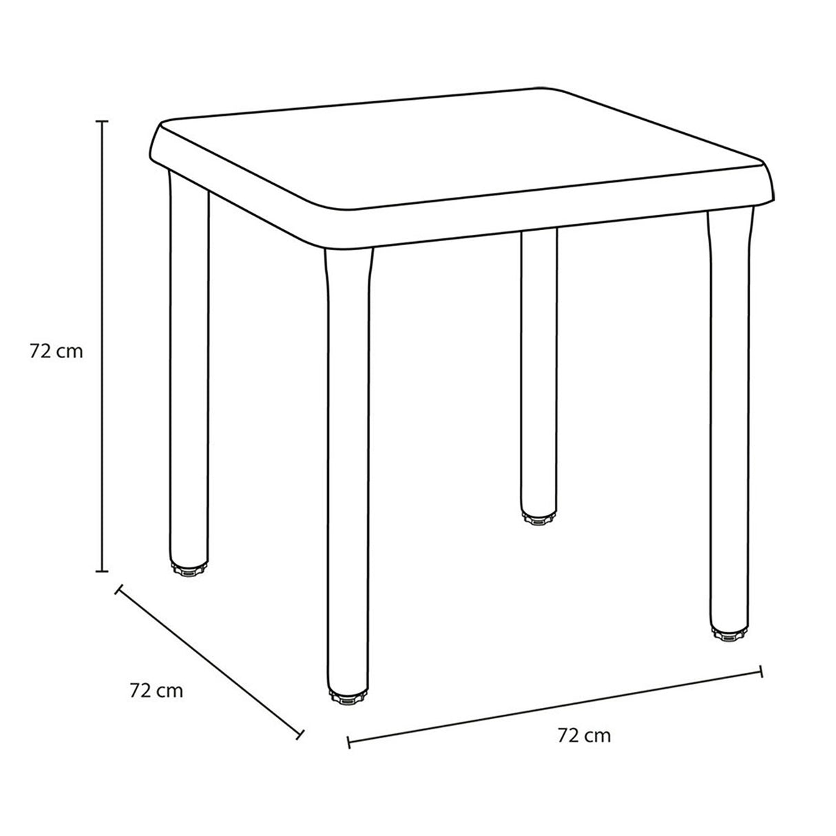 Mesa Auxiliar Rimax Caribe Azul 72x72cm Cuadrada con Patas