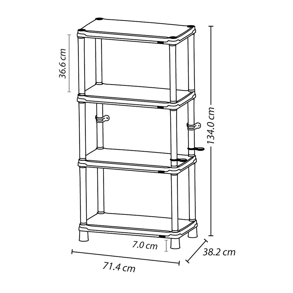 Estante Rimax Solido Gris 71.4x134cm de Cuatro Niveles