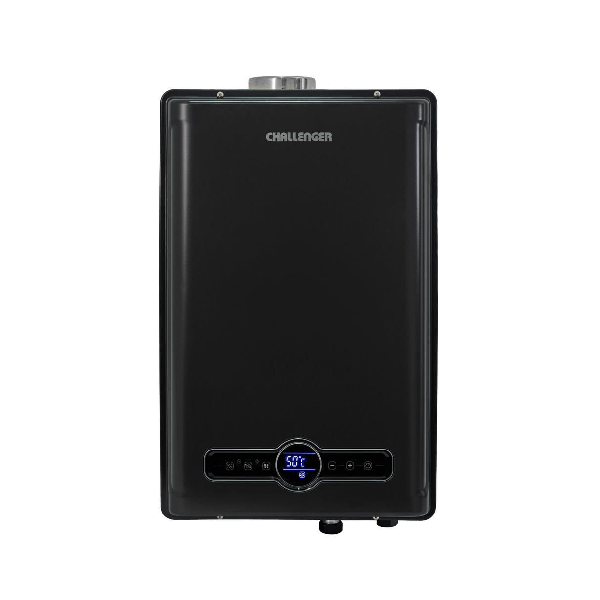 Calentador de Agua Challenger Negro 39x61.5cm De Paso Tiro Forzado para Gas Natural con Pantalla Digital