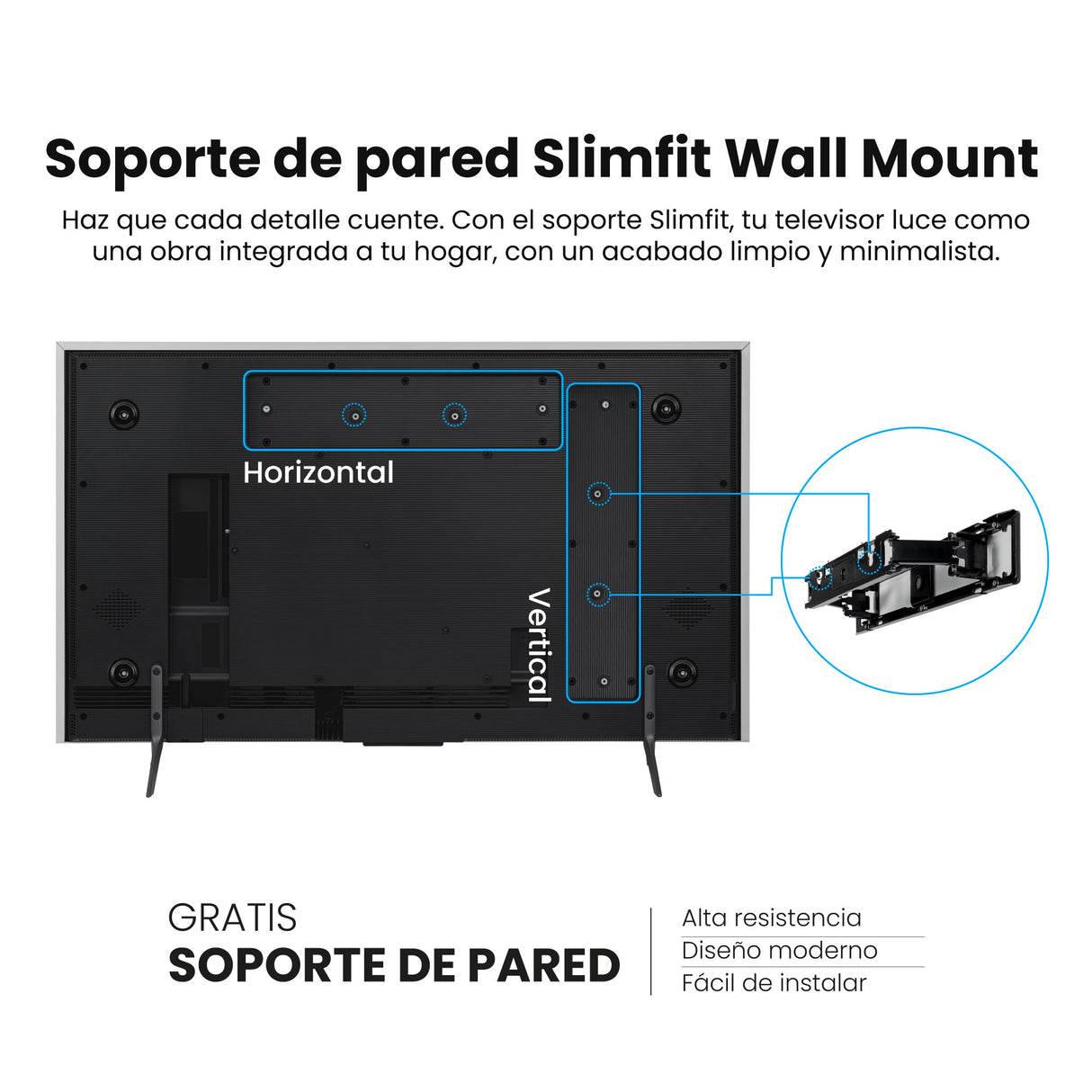 Televisor Challenger Google TV Blanco Mate 146.3x94cm Smart de 65" Pulgadas QLED 4K