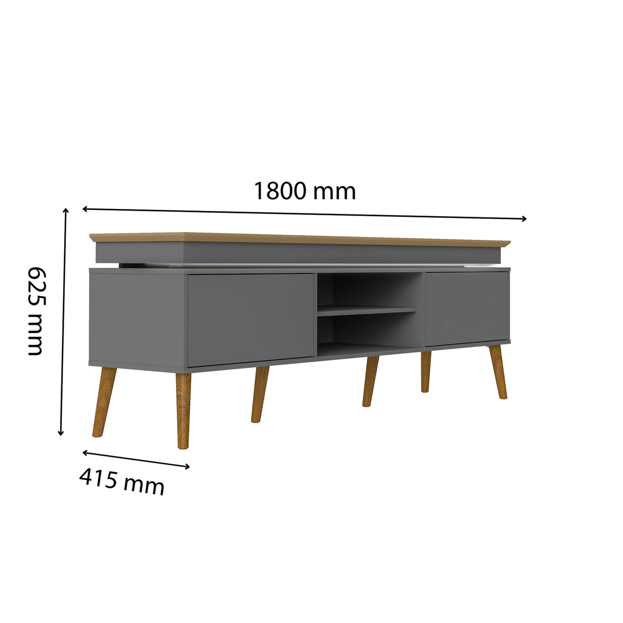 Rack de TV Lumina Gris 180x62.5cm para TV Hasta 75" Pulgadas y con Ranura para Cables