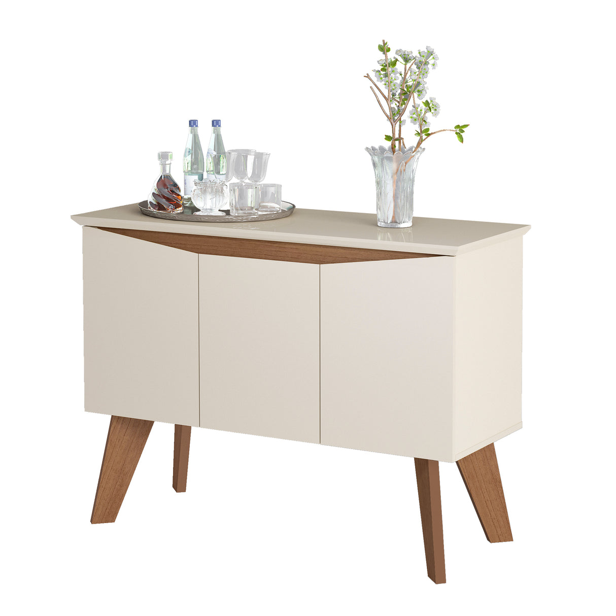 Bifé Oasis Blanco y Café Claro 110x80cm con Tres Puertas y con Seis Compartimientos