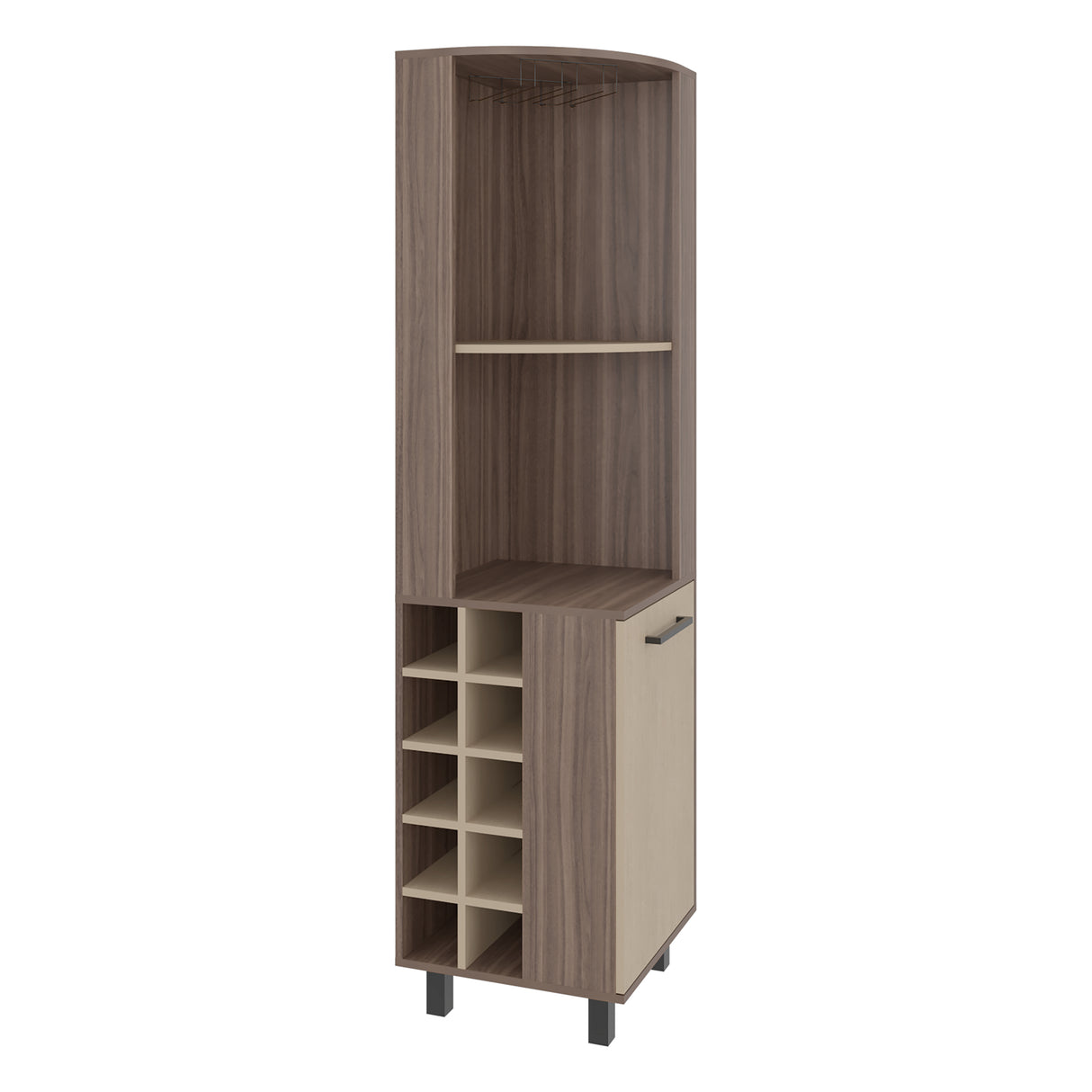 Bar Esquinero Kaia Avellana y Cartagena 45x180cm con Doce Compartimientos y con Diez Portabotellas